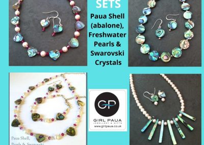 Girl Paua Shells. Pearls and Crystals