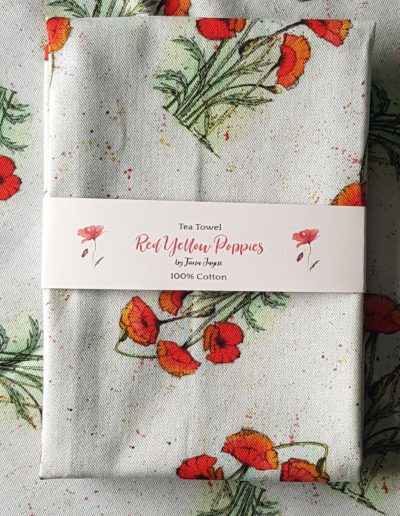 Fiona Jayne Orange Poppies Tea-towels